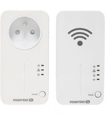 ESSENTIEL B Essentielb CPL Wifi 500+ Duo - Kit d'adaptation pour courant porteur HomePlug AV (HPAV) - Branchement mural (pack de 2)