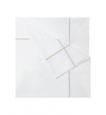 YVES DELORME Housse de couette en percale de coton beige, Athena 