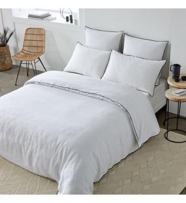 MADURA Housse de couette CARLINA blanc pur et bourdon noir - BLANC 