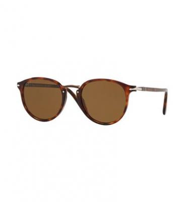 PERSOL  Homme  PO3210S 24/57 Lunettes de soleil Ac&eacute;tate Tortue Marron Ronde Polaris&eacute;