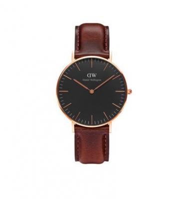 DANIEL WELLINGTON  Montre Quartz Classic Bristol Noir et Marron Femme