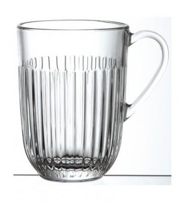LA ROCHERE Mug OUESSANT en verre press&eacute; transparent 40 cl Blanc La Roch&egrave;re