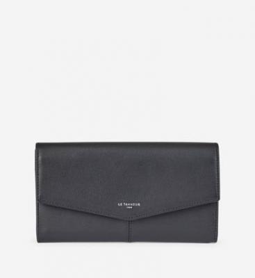 LE TANNEUR Portefeuille Compagnon Charlotte Cuir Lisse  Noir