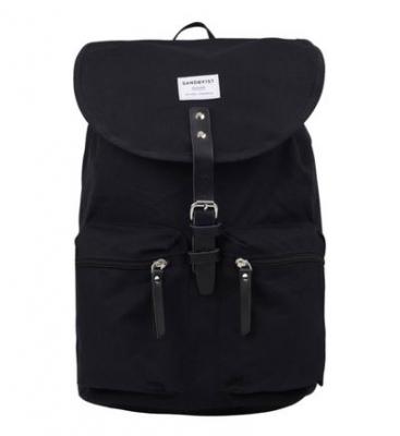 SANDQVIST Sac &agrave; dos noir - ROALD en coton
