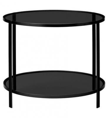 Table en acier et verre noir 45x55 Fumi -AYTM