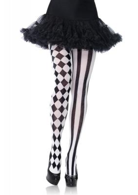 NEW Collant de nylon avec impression arlequin - Noir/Blanc