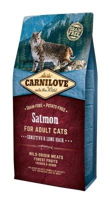 CARNILOVE Nourriture Naturelle Chats Sensibles et Poils Long Adult Saumon 6 Kg
