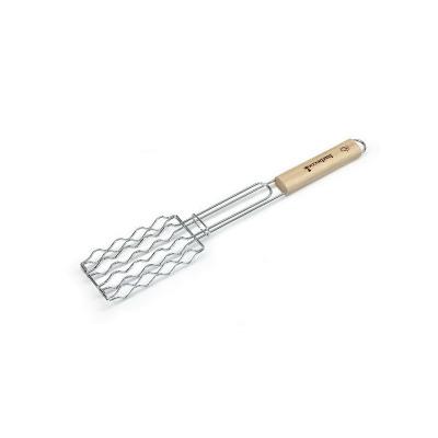 BARBECOOK  Grille barbecue pour saucisses, Acier Chrom&eacute;/Bouleau FSC, 51 cm