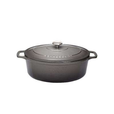 CHASSEUR Cocotte Ovale 33 Cm  Gris Caviar Interieur Noir