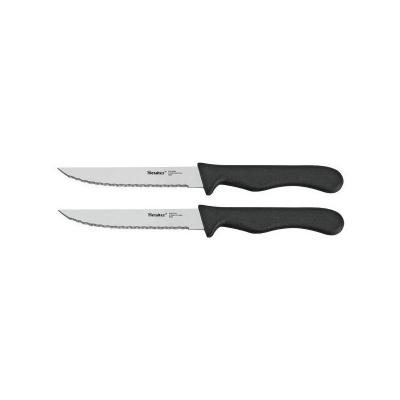 METALTEX Lot De 2 Couteaux &Agrave; Steak Micro Dent&eacute;e Manche Plastique Noir