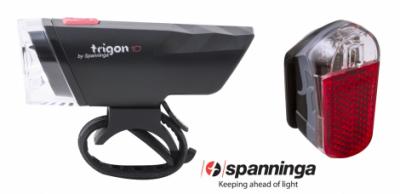 SPANNINGA ECLAIRAGE VELO KIT TRIGON AV+AR PILES 10 Lux