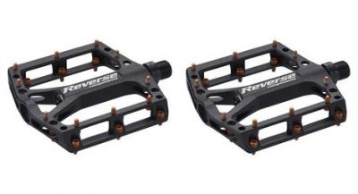 REVERSE COMPONENTS Paire de pedales plates reverse black one noir orange