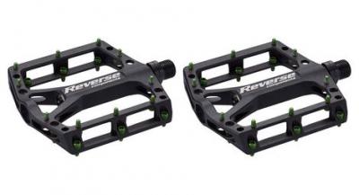 REVERSE Paire de pedales plates  black one noir vert clair