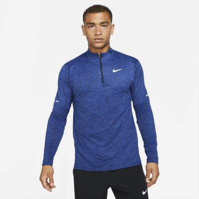 NIKE  Haut Running 1/2 Zip Dri-FIT Element - Bleu Fonc&eacute;/Argent&eacute;, pointure Small