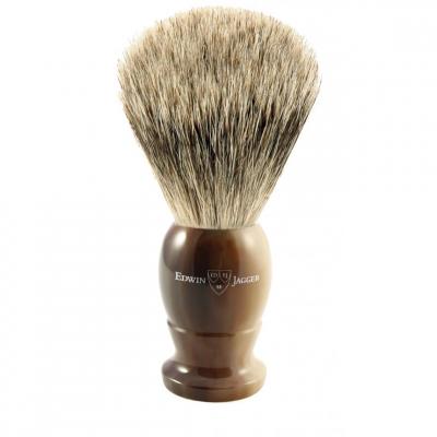 EDWIN JAGGER Blaireau de Rasage Anglais Imitation Corne Claire - M&eacute;dium