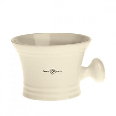 EDWIN JAGGER Bol Porte Savon &agrave; Barbe en Porcelaine Ivoire avec Poign&eacute;e
