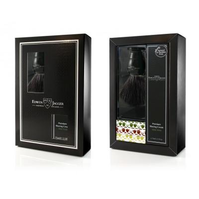 EDWIN JAGGER Coffret Rasage - Blaireau Anglais Imitation &Eacute;b&egrave;ne et Cr&egrave;me &agrave; Raser &agrave; L'Aloe Vera