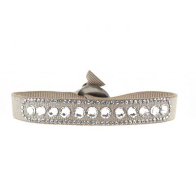 CLEOR Bracelet Tissu Beige Cristaux Swarovski A19138