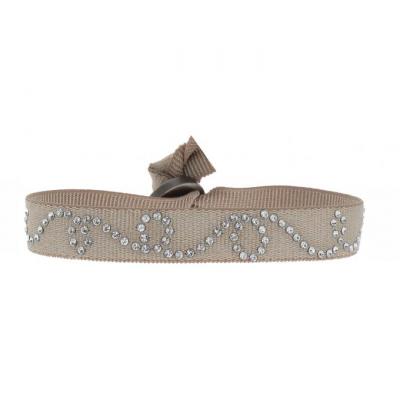 CLEOR Bracelet Tissu Beige Cristaux Swarovski A24233