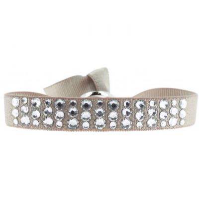 CLEOR Bracelet Tissu Beige Cristaux Swarovski A32509