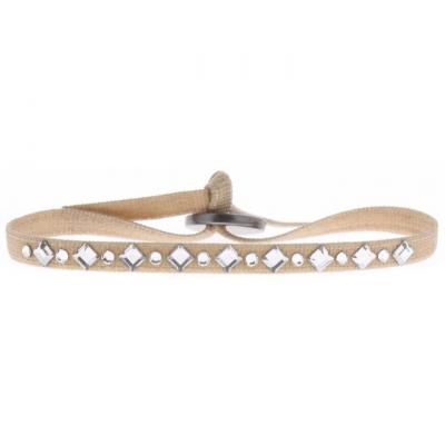 CLEOR Bracelet Tissu Beige Cristaux Swarovski A34639