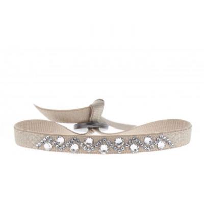 CLEOR Bracelet Tissu Beige Cristaux Swarovski A35560