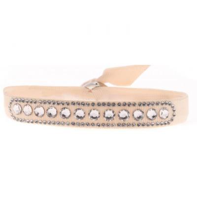 CLEOR Bracelet Les Interchangeables En Laiton, Satin Rose Et Cristal