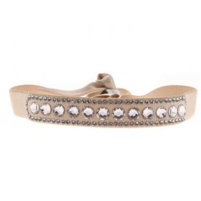 CLEOR Bracelet Tissu Beige Cristaux Swarovski A40129