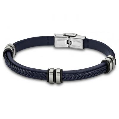 LOTUS STYLE Bracelet Urban Man LS1829-2-5 - Bracelet Cuir Bleu Acier Homme