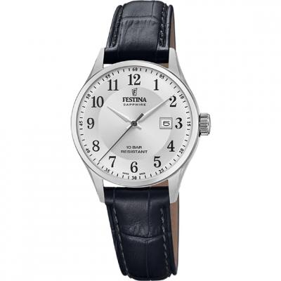 FESTINA Montre  Swiss Made F20009/5 Grey Silver, Bracelet Cuir, Femme