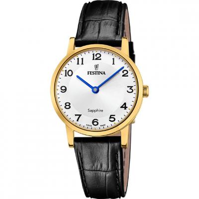 FESTINA SWISS MADE Montre Festina F20017/5 Blanc, Bracelet D&acute; Cuir, Femme
