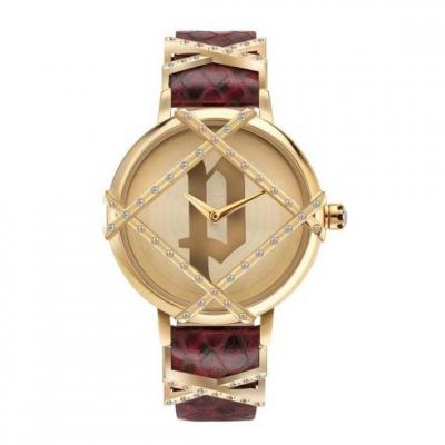 POLICE Montre femme  Montres RILA PL.16068BSG-22 - Bracelet Cuir Rouge
