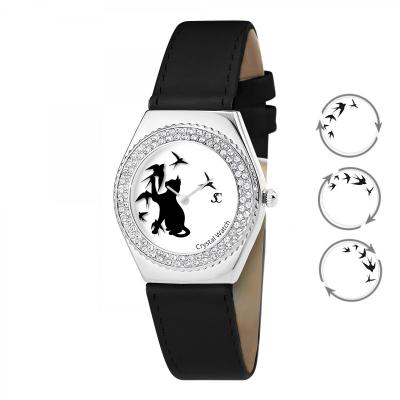 SO CHARM MONTRES Montre Sc Crystal MF316-OISEAU-CHAT+BRACELET006-NOIR