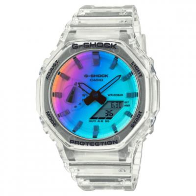 CASIO Montre Homme  G-shock Bleu clair, Bleu, Orange, Rose, Violet GA-2100SRS-7AER 