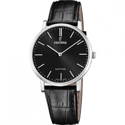 FESTINA Montre  Swiss Made F20012/4 Noir, Bracelet Cuir, Homme