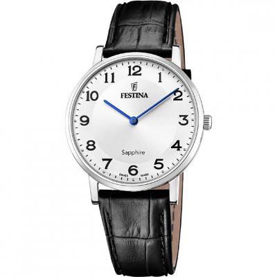 FESTINA Montre  F20012/5 Blanc, Bracelet D&acute; Cuir, Homme