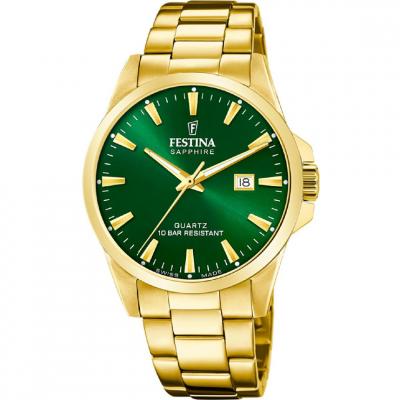 FESTINA  Montre Homme Dor&eacute; Cadran Vert Swiss Made F20044/5