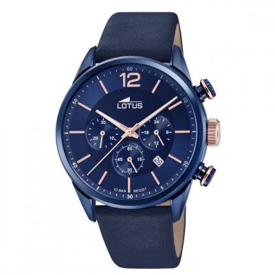 LOTUS  Montre Homme Chrono Acier Cuir Bleu 18681-2