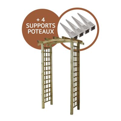 CEMONJARDIN Arche de jardin Jasmin en arc + 4 supports poteaux &agrave; enfoncer