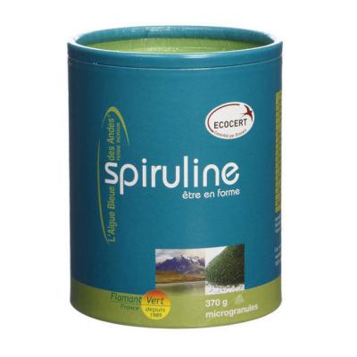 FLAMANT VERT  Spiruline Bio Microgranules 370 Grammes - Pot 370 g
