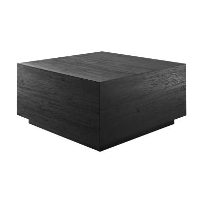Table basse carr&eacute; en bois de teck recycl&eacute; noir 70 cm