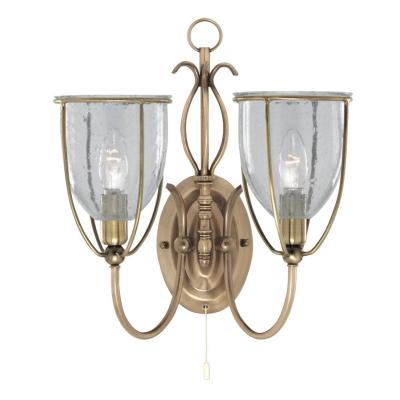 SEARCHLIGHT Applique 2 ampoules Silhouette, en laiton antique et verre