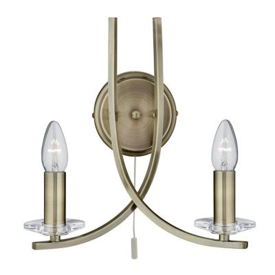 SEARCHLIGHT Applique 2 ampoules Ascona, en laiton antique et verre