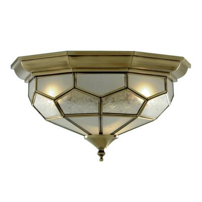 SEARCHLIGHT Plafonnier octogonal 29 cm, en laiton antique et verre