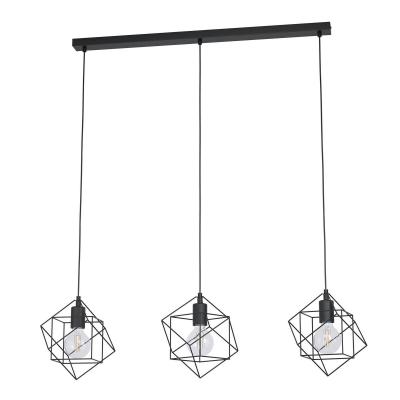 EGLO  Suspension Straiton en acier, &agrave; 3 lampes noire