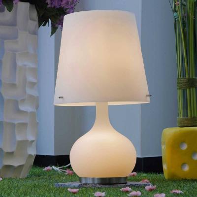 FABAS LUCE  Ade Lampe de table avec abat-jour conique rond en verre blanc, E14