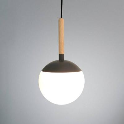 FARO BARCELONA MINE - Suspension d&eacute;port&eacute;e M&eacute;tal/Bois/Verre Anthracite &Oslash;18,5cm 