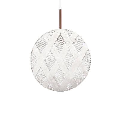 FORESTIER CHANPEN DIAMANT-Suspension Sph&eacute;rique Aplatie M&eacute;tal Cuivre/Abaca &Oslash;36cm