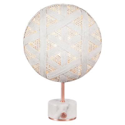 FORESTIER CHANPEN HEXAGONE-Lampe Marbre/M&eacute;tal Cuivre/Abaca H41cm