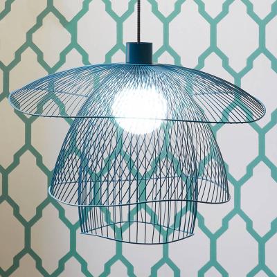 FORESTIER Suspension 1x e27 m&eacute;tal bleu gris  Papillon D.56 cm